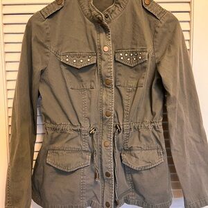 Cato Olive Green Utility Jacket with Studded Chest Pockets Military look